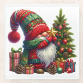 Cozy Christmas Gnome Art – Festive Holiday Glasuntersetzer (Vorderseite)