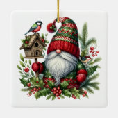 Cozy Christmas Gnome Art – Festive Holiday Keramikornament (Rückseite)