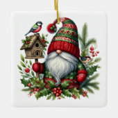 Cozy Christmas Gnome Art – Festive Holiday Keramikornament (Vorderseite)