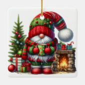 Cozy Christmas Gnome Art – Festive Holiday Keramikornament (Rückseite)