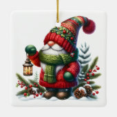 Cozy Christmas Gnome Art – Festive Holiday Keramikornament (Rückseite)