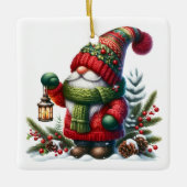 Cozy Christmas Gnome Art – Festive Holiday Keramikornament (Vorderseite)