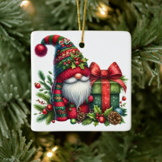Cozy Christmas Gnome Art – Festive Holiday Keramikornament