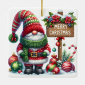 Cozy Christmas Gnome Art – Festive Holiday Keramikornament (Rückseite)