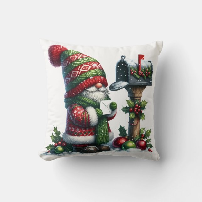 Cozy Christmas Gnome Art – Festive Holiday Kissen (Vorderseite)