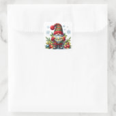Cozy Christmas Gnome Art – Festive Holiday Quadratischer Aufkleber (Tasche)
