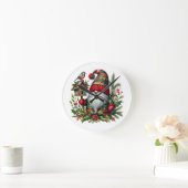 Cozy Christmas Gnome Art – Festive Holiday Runde Wanduhr (Zuhause)