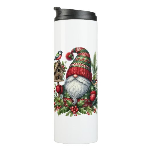 Cozy Christmas Gnome Art – Festive Holiday Thermosbecher (Nach rechts gedreht)
