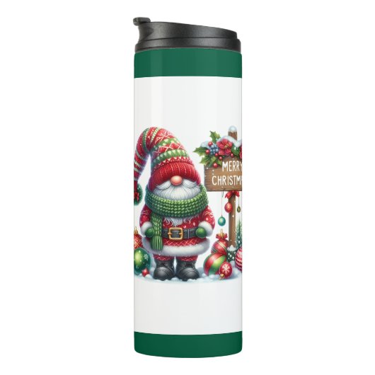 Cozy Christmas Gnome Art – Festive Holiday Thermosbecher (Nach rechts gedreht)