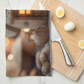 Cozy Christmas Gnome with Gingerbread House Geschirrtuch (Viertel Falte)