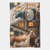 Cozy Christmas Gnome with Gingerbread House Geschirrtuch (Vertikal)