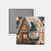 Cozy Christmas Gnome with Gingerbread House Magnet (Vorderseite/Rückseite)