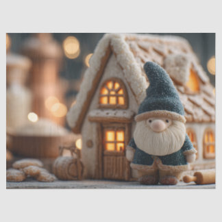 Cozy Christmas Gnome with Gingerbread House Seidenpapier
