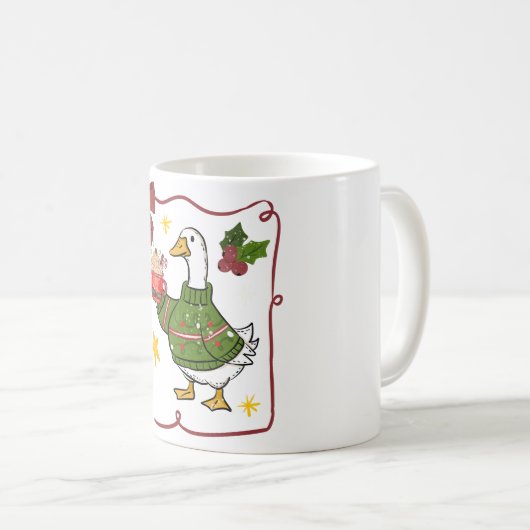 Cozy Christmas Goose Holiday Design Kaffeetasse (VorderseiteRechts)