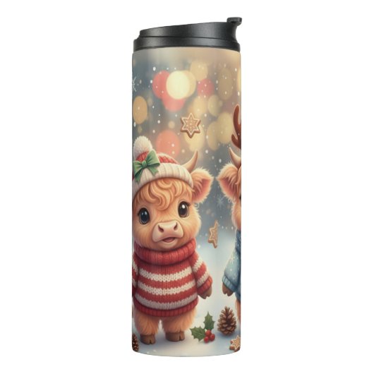 Cozy Christmas Highland Cows Tumbler Thermosbecher (Nach links gedreht)