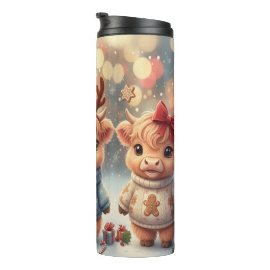 Cozy Christmas Highland Cows Tumbler Thermosbecher (Nach rechts gedreht)