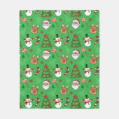 Cozy Christmas Magic– Santa, Reindeer & Snowflakes Fleecedecke (Vorderseite)