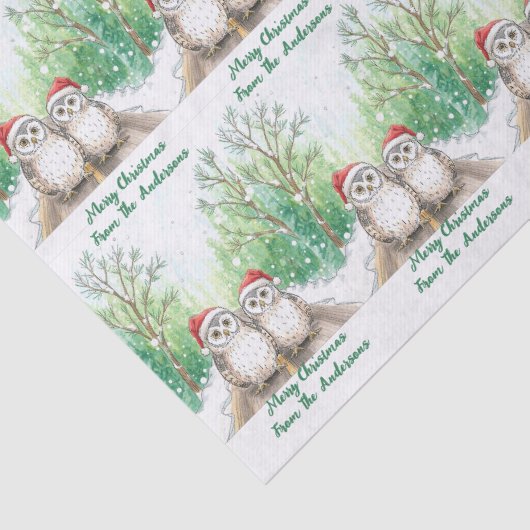 Cozy Christmas Owl Woodland Tissue Paper Seidenpapier (Detail)