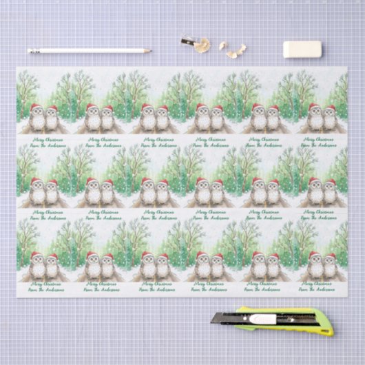 Cozy Christmas Owl Woodland Tissue Paper Seidenpapier (Handwerk)