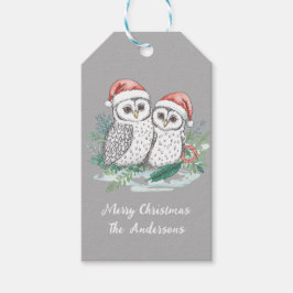 Cozy Christmas Owls Gift Tag Geschenkanhänger