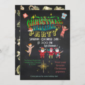 Cozy Christmas Pajamas Party Funny Rustic Einladung (Vorne/Hinten)