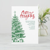 Cozy Christmas Party Invitation Dankeskarte (Stehend Vorderseite)