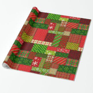 Cozy Christmas Patchwork Quilt Wrapping Paper  Geschenkpapier
