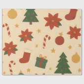 Cozy Christmas Pattern with Gifts and Trees Geschenkpapier (Flach)