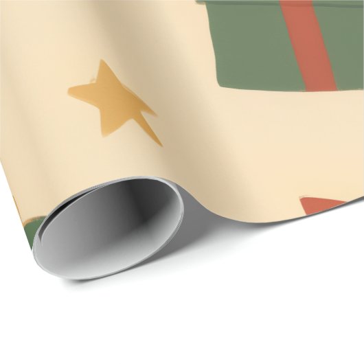 Cozy Christmas Pattern with Gifts and Trees Geschenkpapier (Rolleneckpunkt)