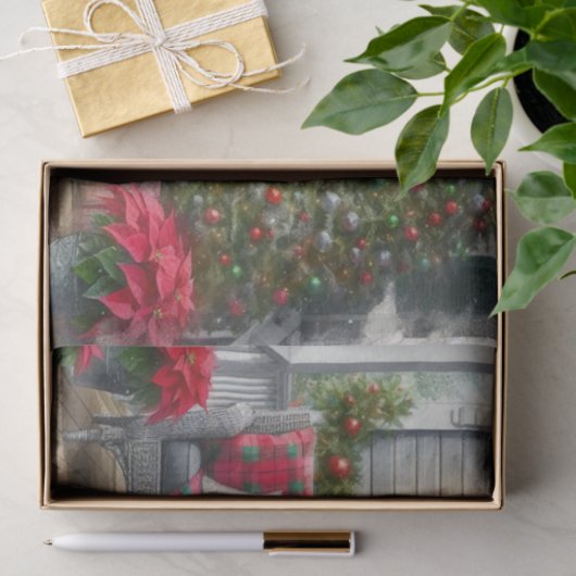 Cozy Christmas Porch Tree Seidenpapier (Geschenk)