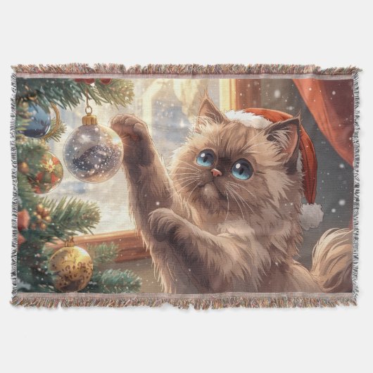 “Cozy Christmas Ragdoll Cat” Cute Ragdoll Cat Decke (Vorderseite)
