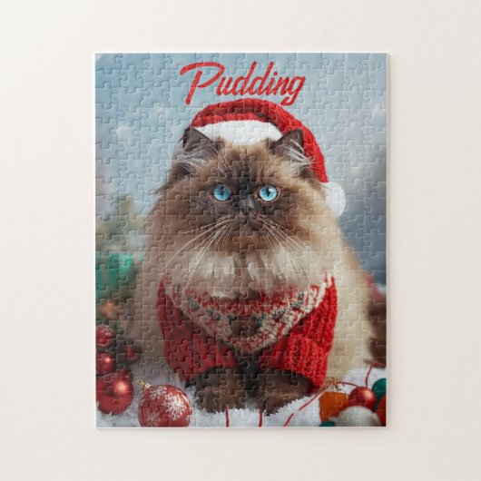 Cozy Christmas Ragdoll Cat Personalized  Puzzle (Vertikal)