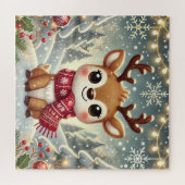 Cozy Christmas Reindeer in a Winter Wonderland Puzzle (Horizontal)