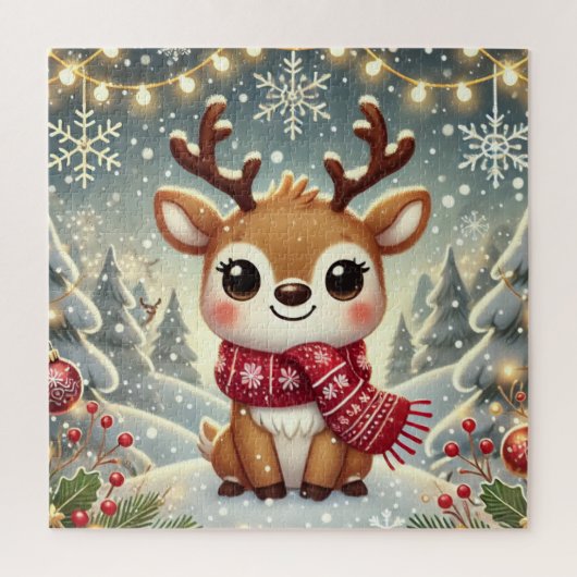 Cozy Christmas Reindeer in a Winter Wonderland Puzzle (Vertikal)