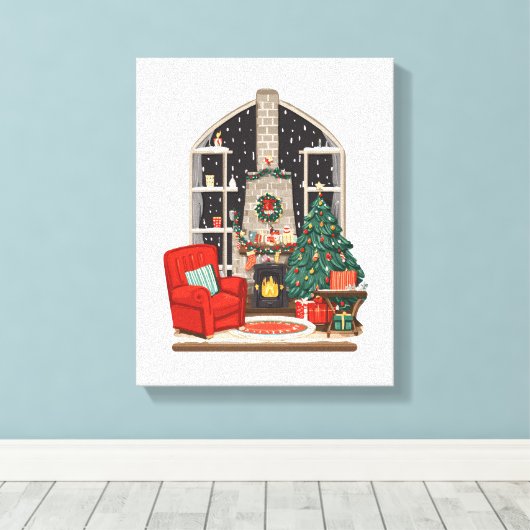 Cozy Christmas Room Scene – Warm Holiday Leinwanddruck (Insitu (Holzboden))