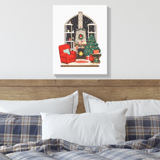 Cozy Christmas Room Scene – Warm Holiday Leinwanddruck (Insitu (Schlafzimmer))
