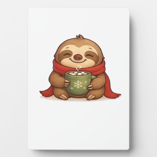 Cozy Christmas Sloth with Hot Chocolate � Cute Win Fotoplatte (Vorderseite)