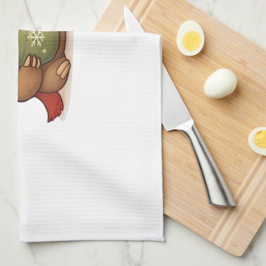 Cozy Christmas Sloth with Hot Chocolate � Cute Win Geschirrtuch (Viertel Falte)