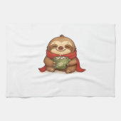 Cozy Christmas Sloth with Hot Chocolate � Cute Win Geschirrtuch (Horizontal)