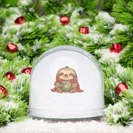 Cozy Christmas Sloth with Hot Chocolate � Cute Win Schneekugeln (Weihnachten)