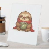 Cozy Christmas Sloth with Hot Chocolate � Cute Win Sockelschild (In Situ)