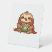 Cozy Christmas Sloth with Hot Chocolate � Cute Win Sockelschild (Vorderseite)
