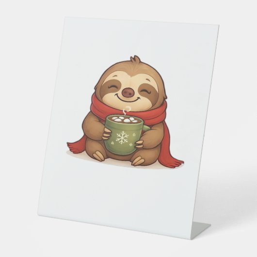Cozy Christmas Sloth with Hot Chocolate � Cute Win Sockelschild (Vorderseite)