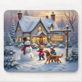 Cozy Christmas Snow Scene Art Mousepad (Vorne)