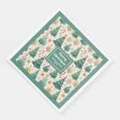Cozy Christmas Trees Rustic Red Green Gold Napkins Serviette (Ecke)