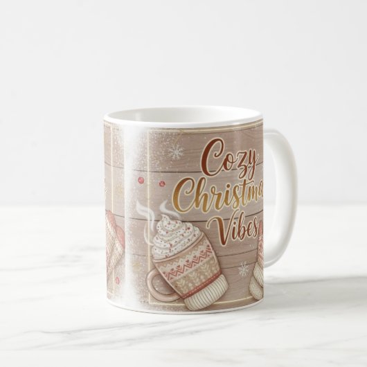 Cozy Christmas Vibes Mug | Rustic Winter Cabin Coc Kaffeetasse (VorderseiteRechts)
