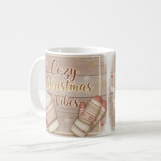 Cozy Christmas Vibes Mug | Rustic Winter Cabin Coc Kaffeetasse (Vorderseite Links)