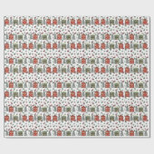 Cozy Christmas Village Buffalo Plaid Reindeer Geschenkpapier (Flach)