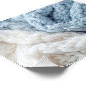 Cozy Chunky Blue And White Knitted Wool Texture Fotodruck (Ecke)