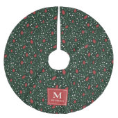 Cozy Classic Floral Christmas Pattern Monogram Polyester Weihnachtsbaumdecke (Vorderseite)
